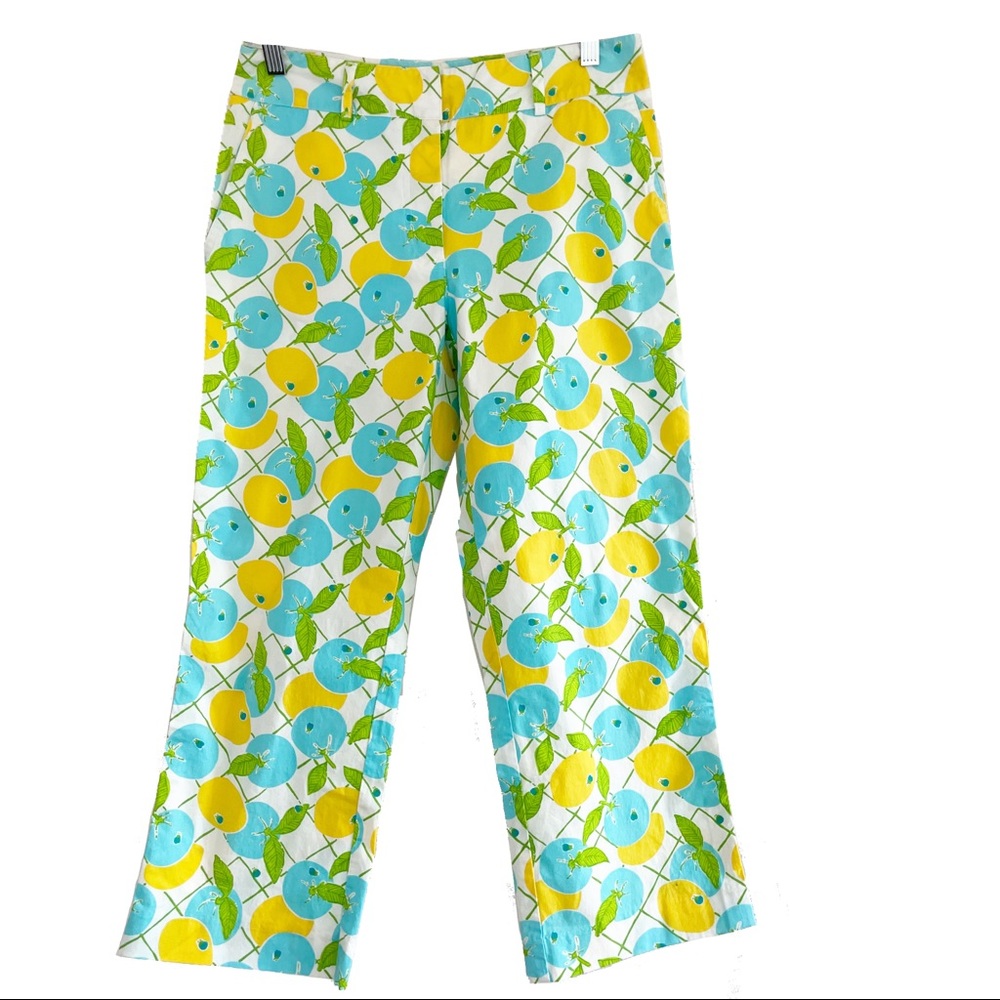 Lilly Pulitzer Vintage White Label Capri Pants White Citron 4